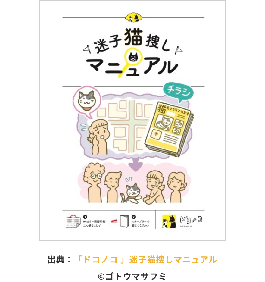 出典：「ドコノコ 」迷子猫捜しマニュアル ©ゴトウマサフミ