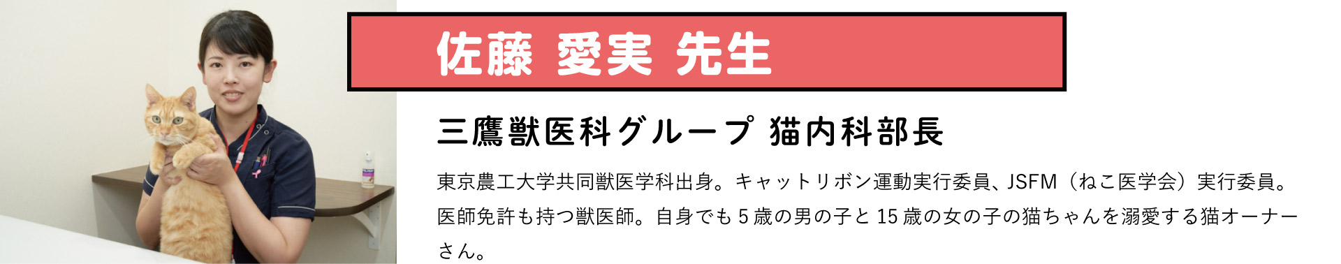 佐藤 愛実 先生 三鷹獣医科グループ 猫内科部長