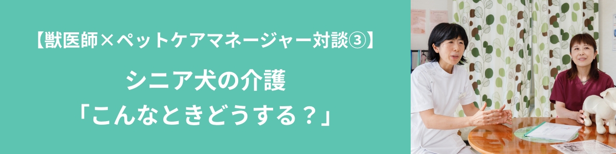 【獣医師×ペットケアマネージャー対談③】シニア犬の介護「こんなときどうする？」